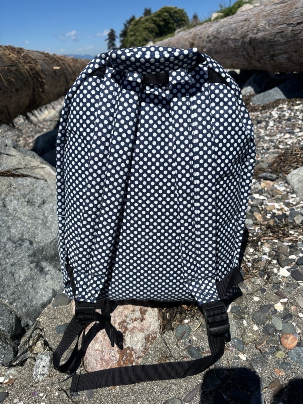 Mi-Pac Polka Dot Navy Backpack • Laptop Bag • Water-Resistant Travel • School - Picture 8 of 16